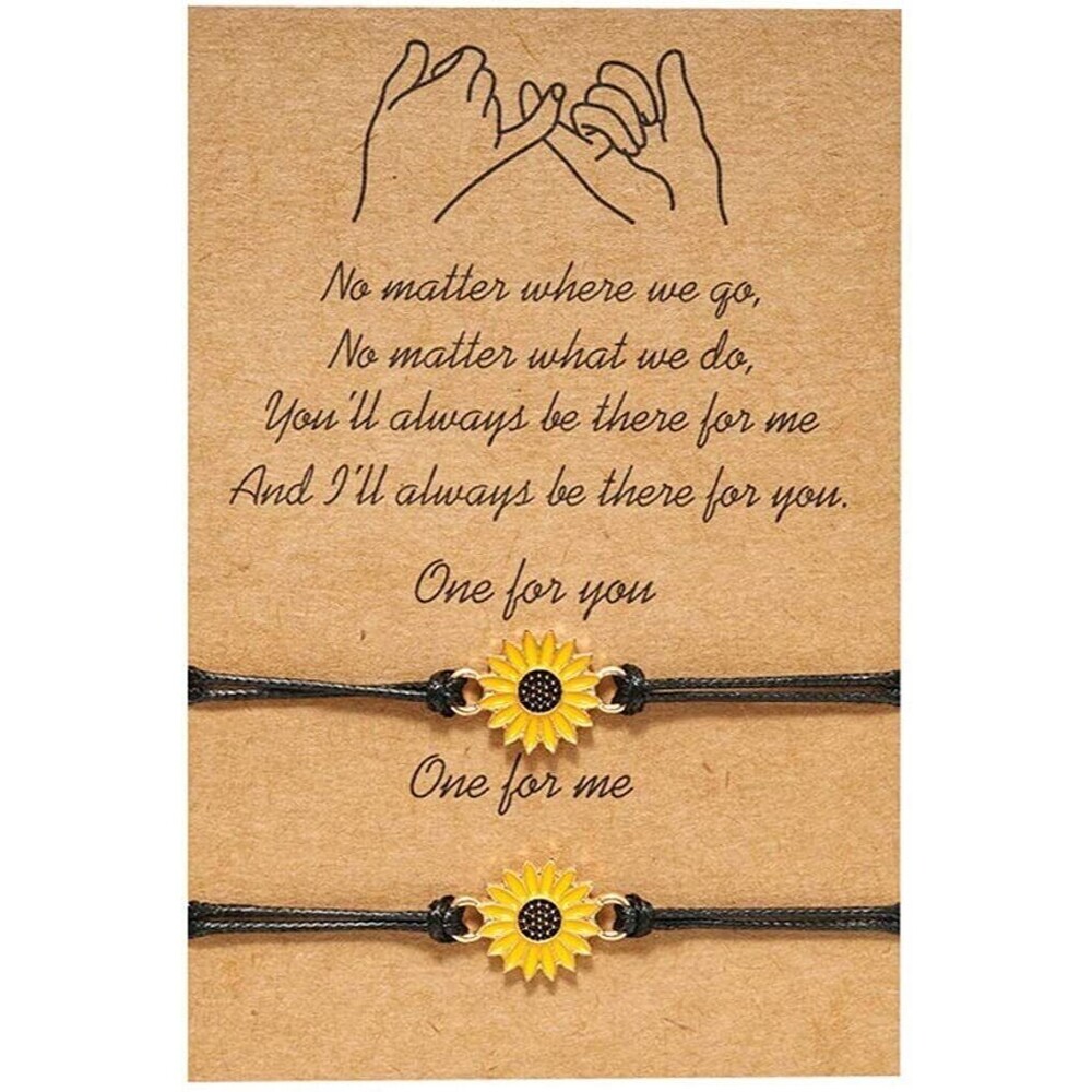Sunflower Friendship Matching Bracelet  Best Friends , Couples - USA SHIPPING
